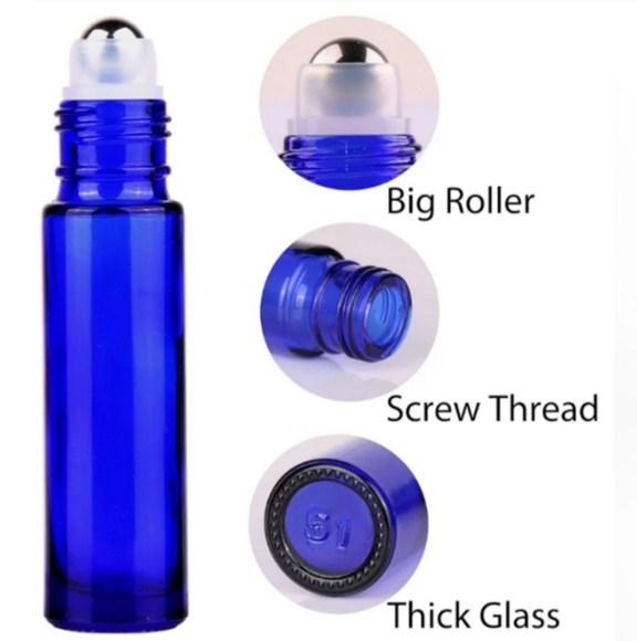1 Roller Bottle Cobalt Royal Blue Glass Empty for Scent Oil Skin Treatments Oils - Picture 4 of 8
